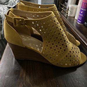 Violet & Red Open Toe Wedge